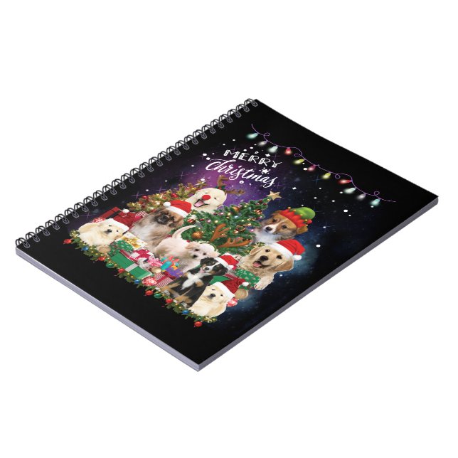Caderno Espiral Cães Feliz Natal Luz (Left Side)