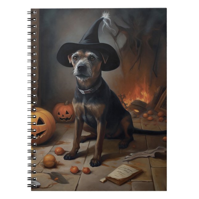 Caderno Espiral Cães Terrier da Baía de Chesapeake Abóboras Dia da (Frente)