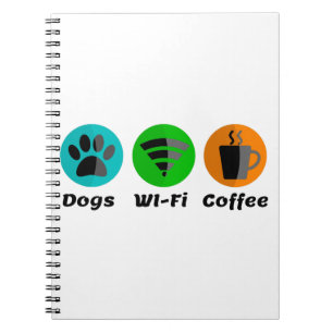 Caderno Espiral Cães Wi-Fi E Café