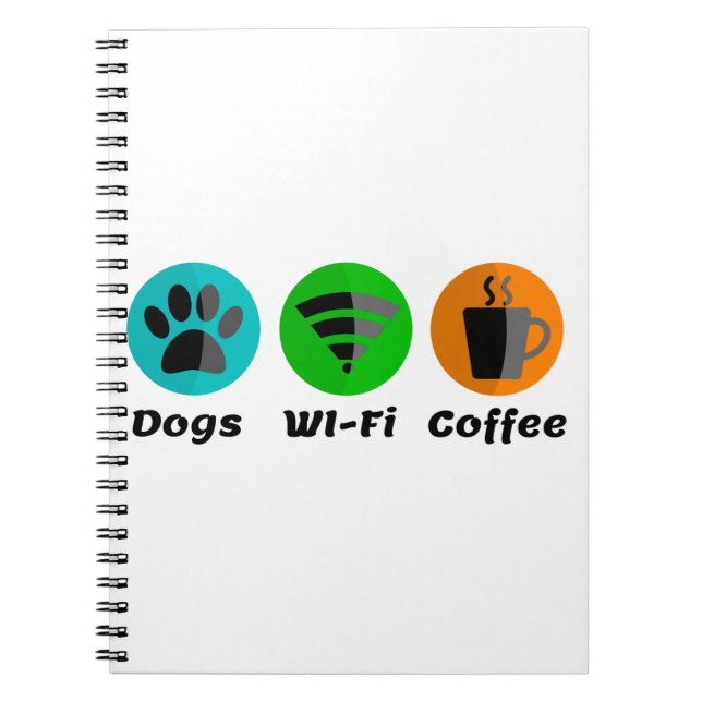 Caderno Espiral Cães Wi-Fi E Café (Frente)