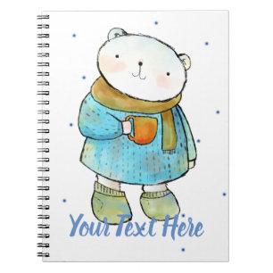 Caderno Espiral Café Adorando Urso Polar Personalizado