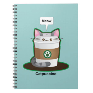 Caderno Espiral Café bonito do gato