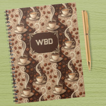 Café com Visual Vintage Padrão de Monograma Inicia