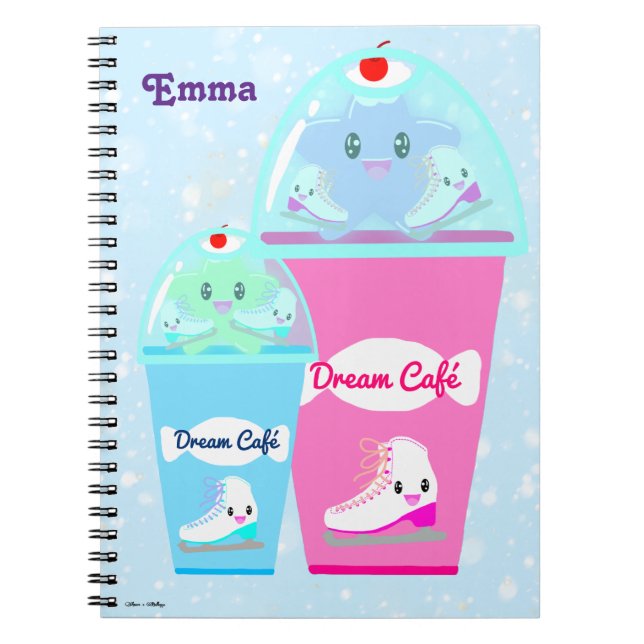 Caderno Espiral Café de Ice Skating Personalizado (Frente)