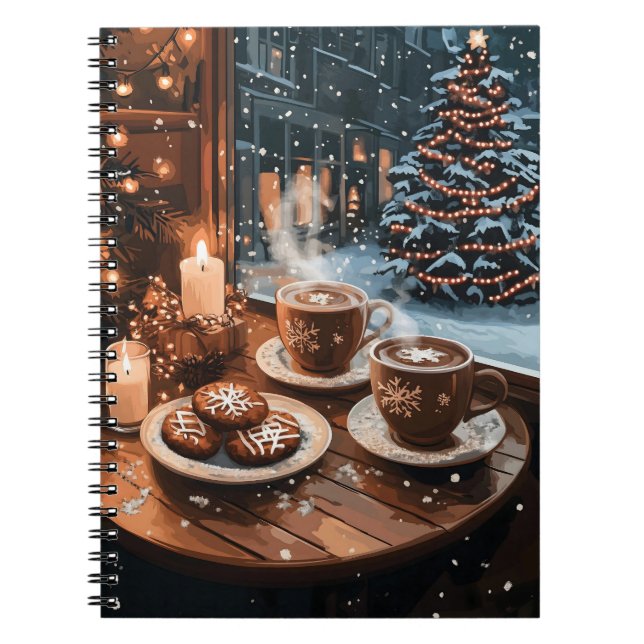 Caderno Espiral Café de inverno com cacau quente e biscoitos (Frente)