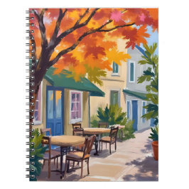 Caderno Espiral Café de Outono Aquarela Folhagem de Outono