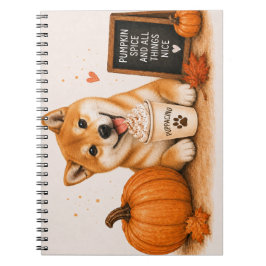 Caderno Espiral Café de Outono do Shiba Inu