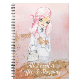 Caderno Espiral café e comprar a garota do notebook Spiral Photo