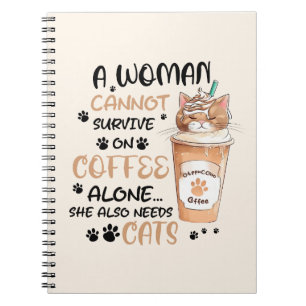 Caderno Espiral Café e Gatos - Arte Kawaii Cute