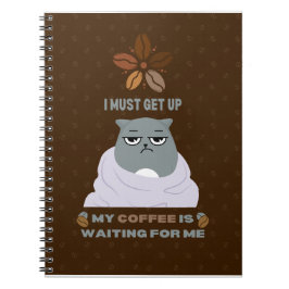 Caderno Espiral Café Grumpy Engraçado, ao fundo do castanho