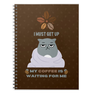 Caderno Espiral Café Grumpy Engraçado, ao fundo do castanho