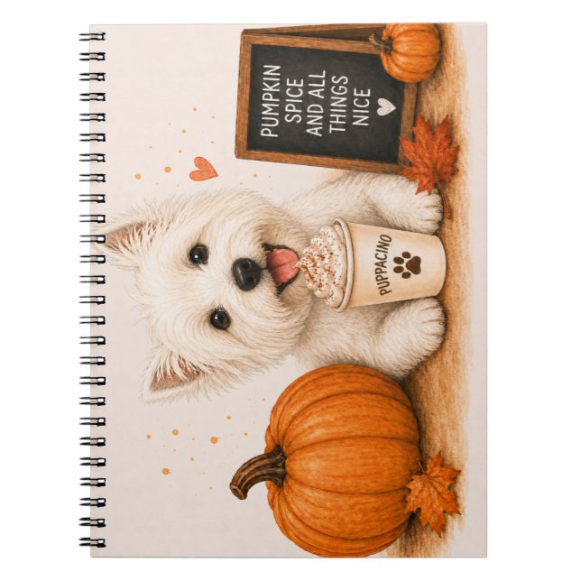 Caderno Espiral Café Outono Westie (Frente)
