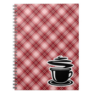 Caderno Espiral Café quente da xadrez vermelha