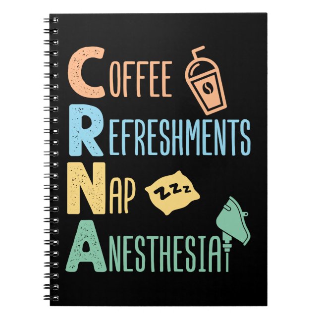 Caderno Espiral Café Refreshação Nap Anestesia CRNA (Frente)