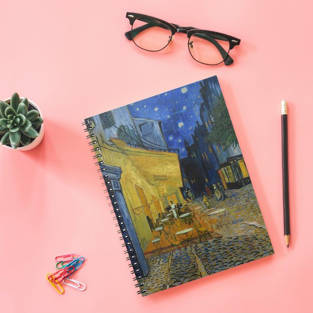 Caderno Espiral Cafe Terrace à Noite | Vincent van Gogh (Criador carregado)