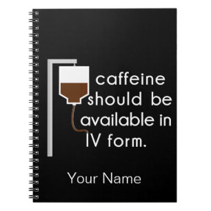 Caderno Espiral cafeína na IV, humor de enfermeiro