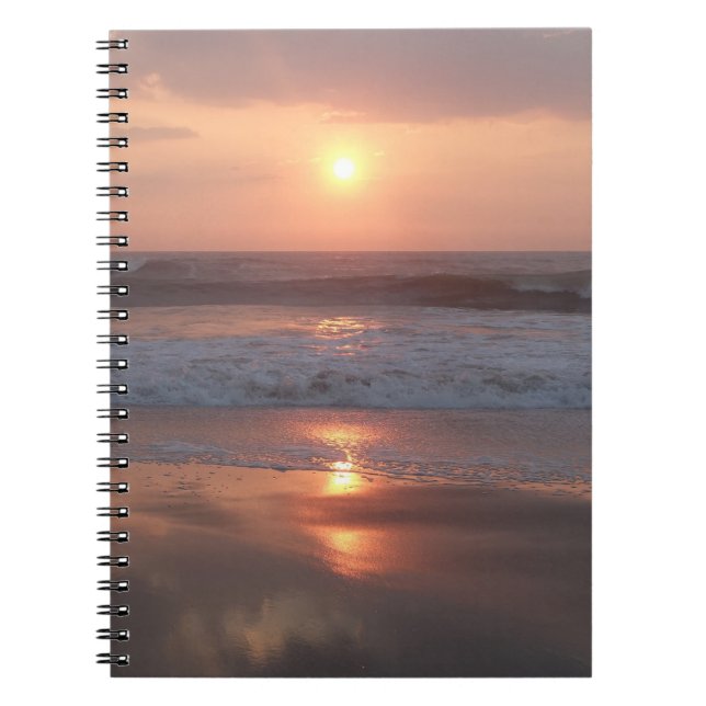 Caderno Espiral Cahier Coucher de soleil rose sur la plage   (Frente)