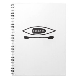 Caderno Espiral Caiaque e pá, linha preta simples design da arte