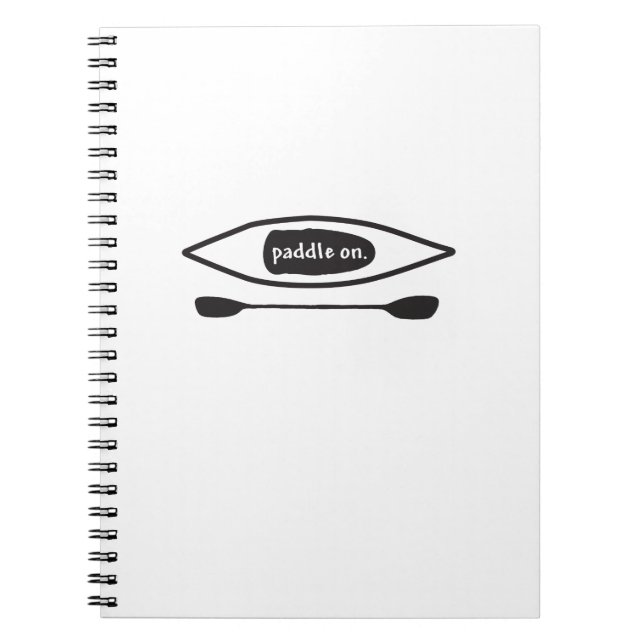 Caderno Espiral Caiaque e pá, linha preta simples design da arte (Frente)