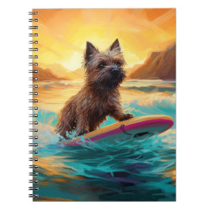 Caderno Espiral Cairn Terrier Beach Surfing Painting