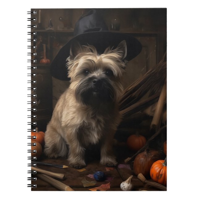 Caderno Espiral Cairn Terrier Pumpkins Halloween Scary (Frente)
