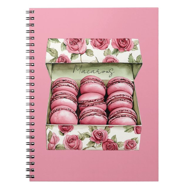 Caderno Espiral Caixa de Macarons Rosas Bonitas (Frente)