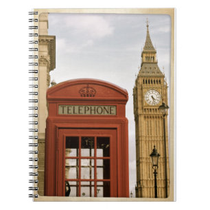 Caderno Espiral Caixa de telefone e torre de Big Ben