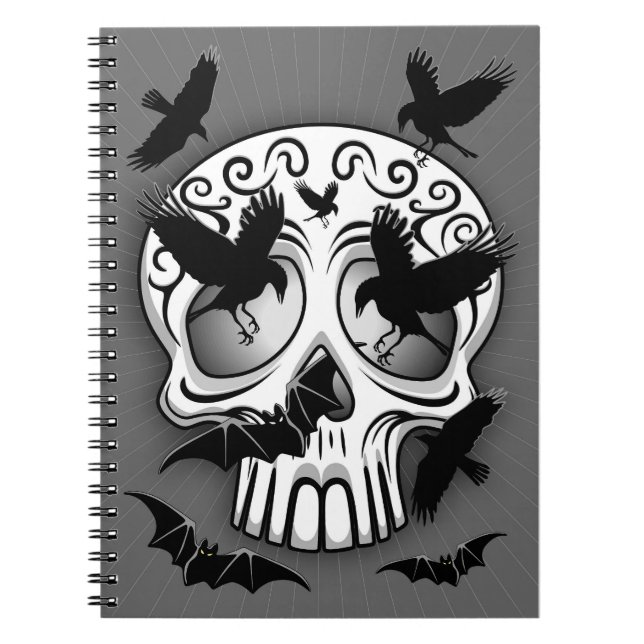 Caderno Espiral Calaveras Decorativas do Halloween (Frente)