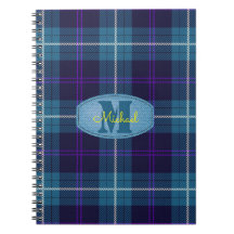 Calça Azul Celadon Xadrez Tartan Monograma Script