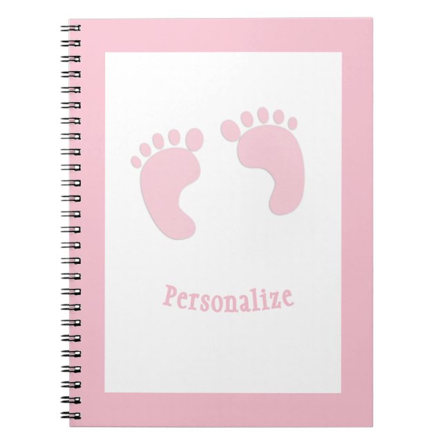 Caderno Espiral Calçado De Bebê Criança Rapariga Rosa Pintado Pés  (Frente)