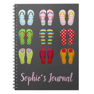 Caderno Espiral Calçado engraçado chinelos de Verão coloridos