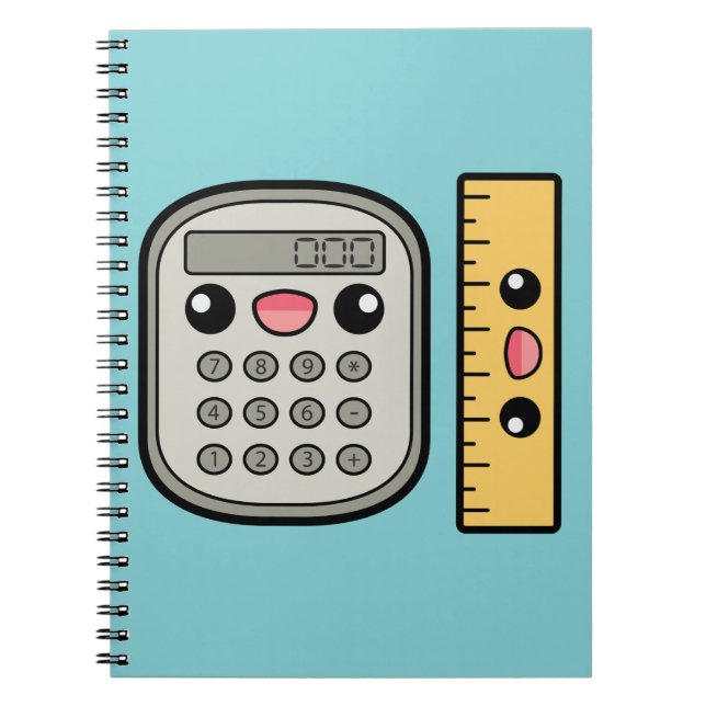 Caderno Espiral Calculadora e Régua Fofos (Frente)
