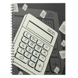 Caderno Espiral Calculadora Minimalista e Ilustração de Padrão Mat