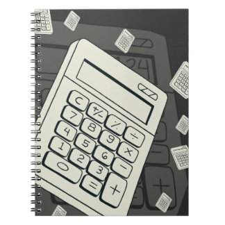 Caderno Espiral Calculadora Minimalista e Ilustração de Padrão Mat