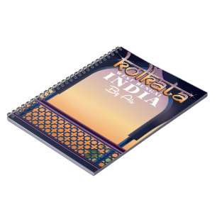 Caderno Espiral Calcutá - poster de férias na Índia de Bengala 