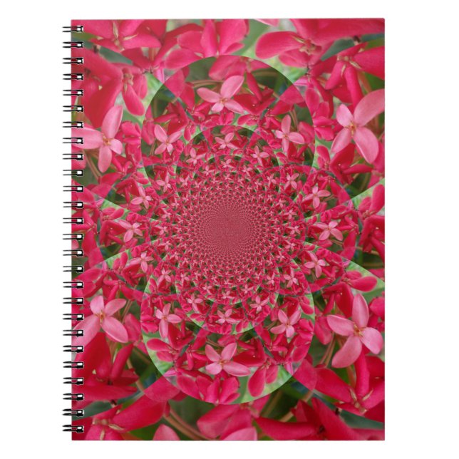Caderno Espiral Caleidoscópio de Crimson: Arte Flor Sanguínea Milk (Frente)