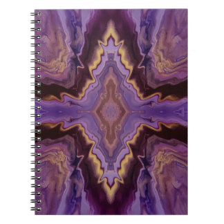Caderno Espiral Caleidoscópio em púrpura, magenta, abstrato de our