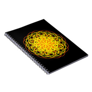 Caderno Espiral Caleidoscópio Mandala Art Energia Flor Amarelo