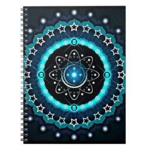 Caderno Espiral Caleidoscópio Mandala com fundo preto