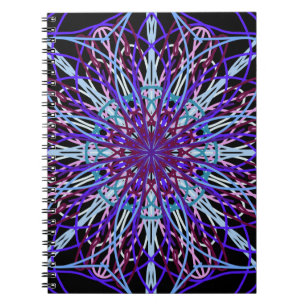 Caderno Espiral Caleidoscópio Preto Roxo - Arte Mandala