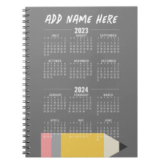 Caderno Espiral Calendário acadêmico 2023-2024 - julho-Junho
