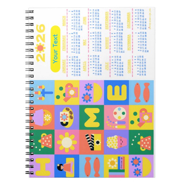 Caderno Espiral Calendário doméstico fácil e feliz personalizado 2 (Frente)