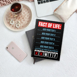 Caderno Espiral Calendário Facto da Vida Diz Humor WTF