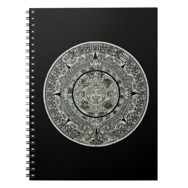 Caderno Espiral Calendário maia 1 do Aztec Sun Stone do México (Frente)