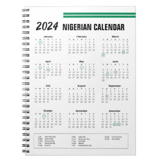 Caderno Espiral Calendário nigeriano 2024