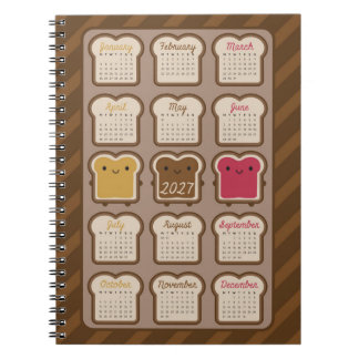 Caderno Espiral Calendário Pão Kawaii 2027