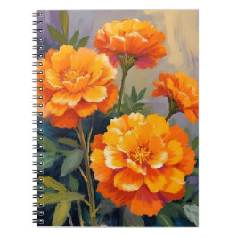 Caderno Espiral Calêndulas Douradas | Flores Florais Aquarela