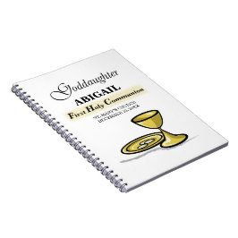 Caderno Espiral Cálice da Primeira Comunhão da Afilhada Personaliz