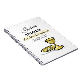 Caderno Espiral Cálice da Primeira Comunhão do Afilhado Personaliz
