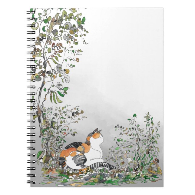 Caderno Espiral Calico Cat No Jardim (Frente)